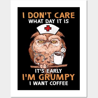 I'm Grumpy Owl Nurse Posters and Art